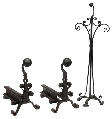 Pair Arts and Crafts Wrought Iron