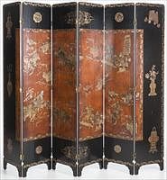 3753552: Chinese 6-Panel Lacquer Screen, 20th Century E3RDJ