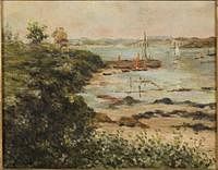 3753716: French School, Signed Jacob, Harbor Scene, Oil on Canvas E3RDL
