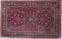 3753614: Persian Rug in Tones of Blue, Cream, and Pink on a Red Ground E3RDP