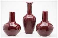 3753497: 3 Chinese Copper Red Glazed Vases, Modern E3RDC