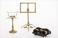 3753354: 2 Miniature Music Stands and a Pair of French Mother
 of Pearl Opera Glasses E3RDJ