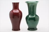 3753683: 2 Chinese Monochrome Porcelain Vases, Modern E3RDC