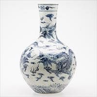 3776808: Large Chinese Underglaze Blue Decorated Porcelain Dragon Jar, Modern E3RDC