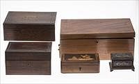 3753635: Group of 5 Various Wood Boxes, 19th Century and Later E3RDJ