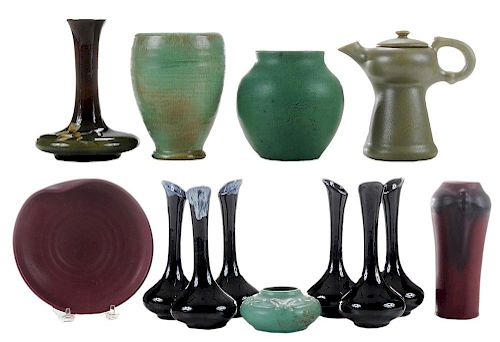 Nine Pieces American Art Pottery