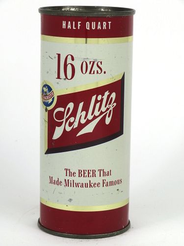 1954 Schlitz Beer 16oz One Pint Flat Top Can 235-27.2, Milwaukee, Wisconsin