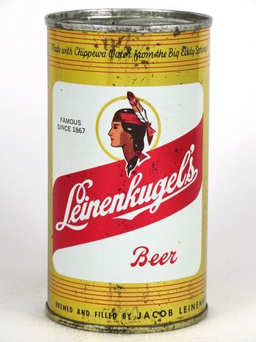 1958 Leinenkugel's Beer 12oz Flat Top Can 91-13, Chippewa Falls, Wisconsin