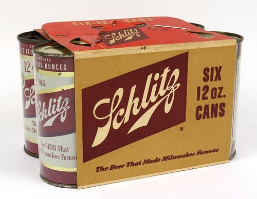 1957 Schlitz Beer (Flat Tops) Six Pack Can Carrier, Milwaukee, Wisconsin