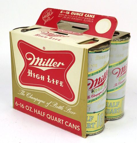 1962 Miller High Life Beer (For 16oz Flat Tops) Six Pack Can Carrier, Milwaukee, Wisconsin