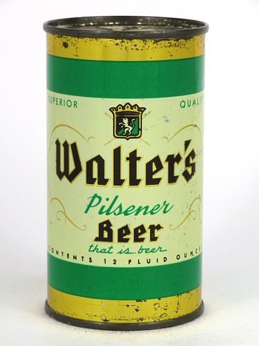 1957 Walter's Pilsener Beer 12oz Flat Top Can 144-21, Eau Claire, Wisconsin