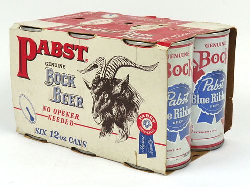 1968 Pabst Bock Beer (Ring Tops) Six Pack Can Carrier, Milwaukee, Wisconsin