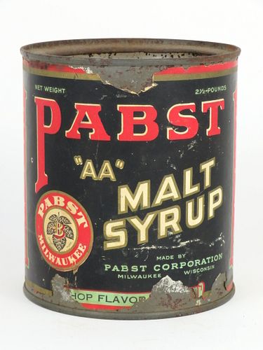 1920 Pabst AA Malt Syrup Flat Top Can, Milwaukee, Wisconsin