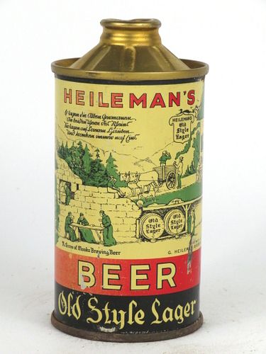 1935 Heileman's Old Style Beer 12oz Flat-Bottom Inverted-Rib FBIR cone top 177-05, La Crosse, Wisconsin