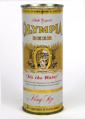 1958 Olympia Beer 15oz Flat Top Can 233-17, Tumwater, Washington