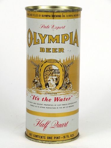 1958 Olympia Beer 16oz One Pint Flat Top Can 233-18.2, Tumwater, Washington