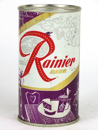 1956 Rainier Jubilee Beer (Grape Purple) 12oz Flat Top Can, Seattle, Washington