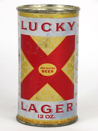 1960 Lucky Lager Beer 12oz Flat Top Can 93-39.1, Vancouver, Washington