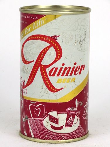 1956 Rainier Jubilee Beer (Merlot) 12oz Flat Top Can, Seattle, Washington