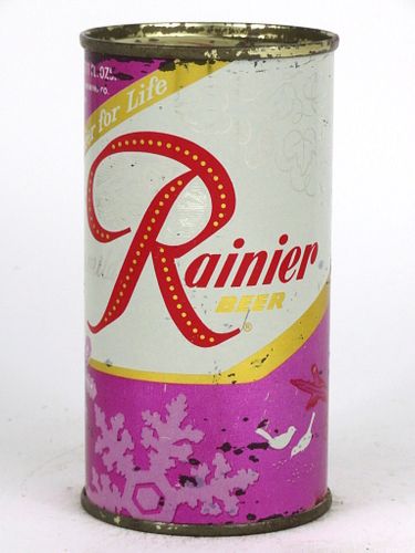 1958 Rainier Jubilee Beer (Fandango) 11oz Flat Top Can 118-16V, Spokane, Washington