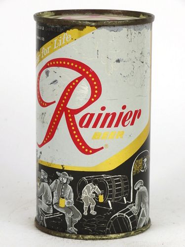 1958 Rainier Jubilee Beer (Black) 12oz Flat Top Can 118-16V, Spokane, Washington