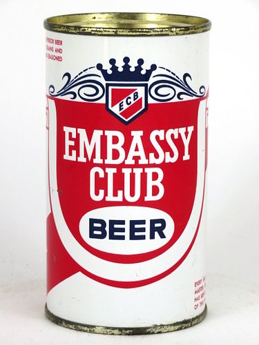 1958 Embassy Club Beer 12oz Flat Top Can 59-40, Norfolk, Virginia