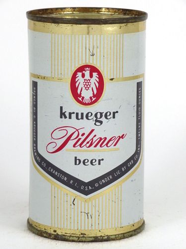 1965 Krueger Pilsner Beer 12oz Flat Top Can 90-35, Cranston, Rhode Island