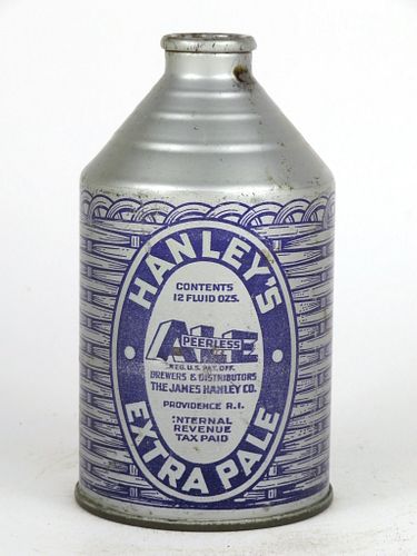 1939 Hanley's Extra Pale Ale 12oz Crowntainer 195-11, Providence, Rhode Island