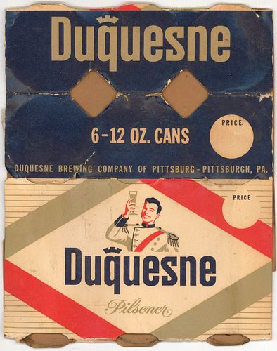1957 Duquesne Beer (12oz cans) Six Pack Can Carrier, Pittsburgh, Pennsylvania