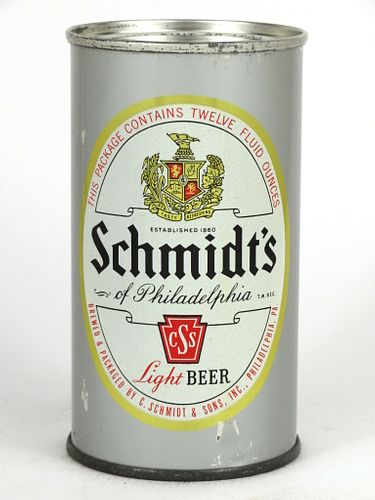 1952 Schmidt's Light Beer 12oz Flat Top Can 131-29.2, Philadelphia, Pennsylvania
