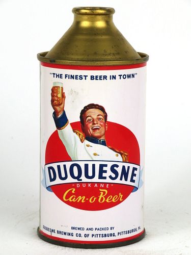 1952 Duquesne Beer 12oz Cone Top Can 160-01, Pittsburgh, Pennsylvania