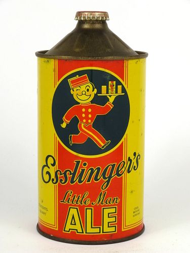 1940 Esslinger's Little Man Ale 32oz Quart Cone Top Can 208-09, Philadelphia, Pennsylvania