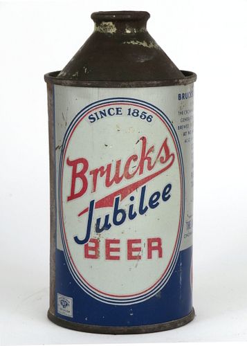 1941 Bruck's Jubilee Beer 12oz Cone Top Can 154-28, Cincinnati, Ohio