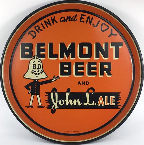 1938 Belmont Beer and John L. Ale 15 inch Serving Tray, Martins Ferry, Ohio
