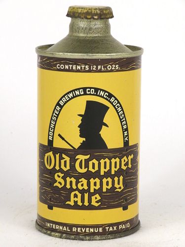 1937 Old Topper Snappy Ale 12oz J-Spout Cone Top Can 178-06, Rochester, New York
