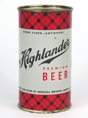1958 Highlander Beer 12oz Flat Top Can 82-12, Missoula, Montana
