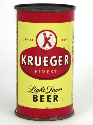 1952 Krueger Finest Light Lager Beer 12oz Flat Top Can 90-15, Newark, New Jersey