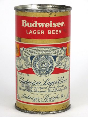 1950 Budweiser Lager Beer 12oz Flat Top Can 44-05, Saint Louis, Missouri