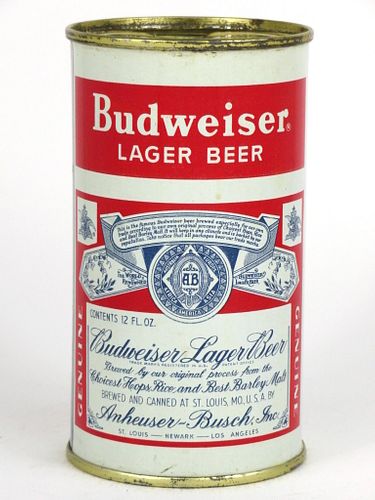 1956 Budweiser Lager Beer 12oz Flat Top Can 44-13, Saint Louis, Missouri