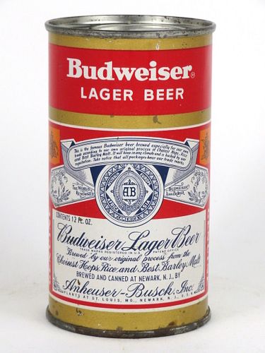 1951 Budweiser Lager Beer 12oz Flat Top Can 44-29, Newark, New Jersey