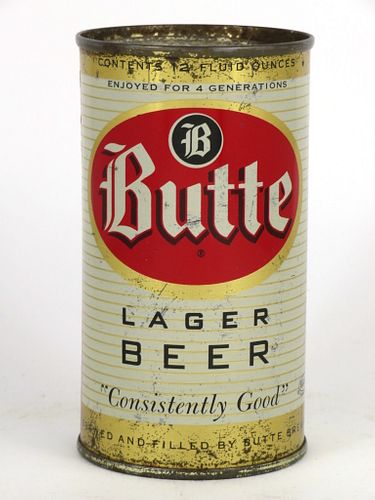 1955 Butte Lager Beer 12oz Flat Top Can 47-31v, Butte, Montana