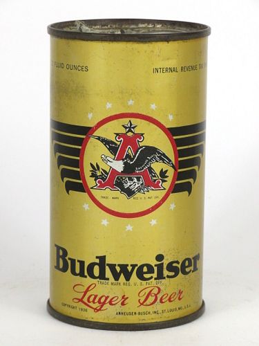 1946 Budweiser Lager Beer 12oz Semi-Metallic Flat Top Can OI-148, Saint Louis, Missouri