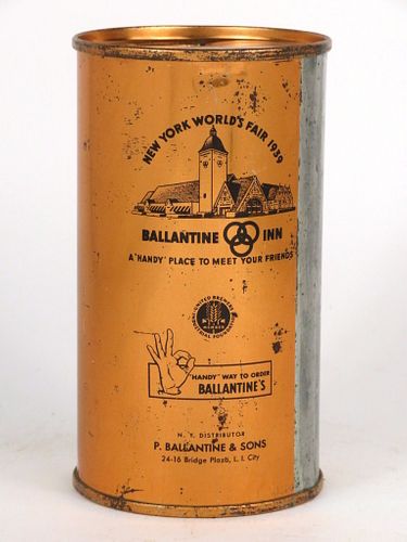 1940 Ballantine's Beer ""World's Fair" 12oz Flat Top Set Can 33-26, Newark, New Jersey