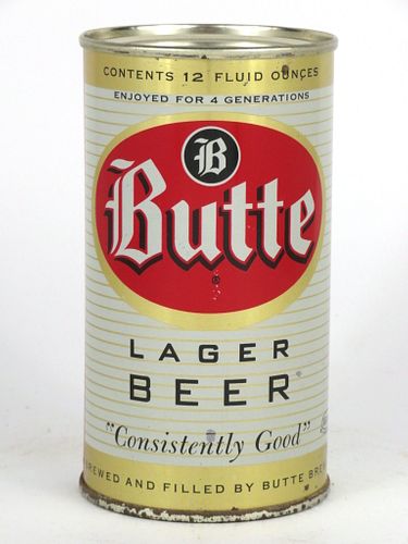 1956 Butte Lager Beer 12oz Flat Top Can 47-32, Butte, Montana