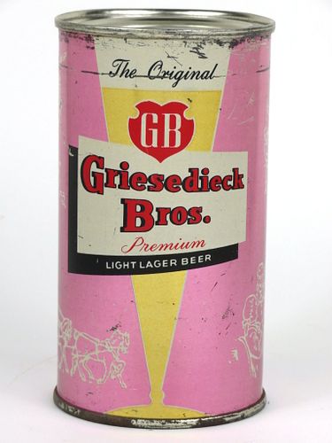 1956 Griesedieck Bros. Light Lager Beer (Light Thulian Pink) 12oz Flat Top Can 76-19, Saint Louis, Missouri