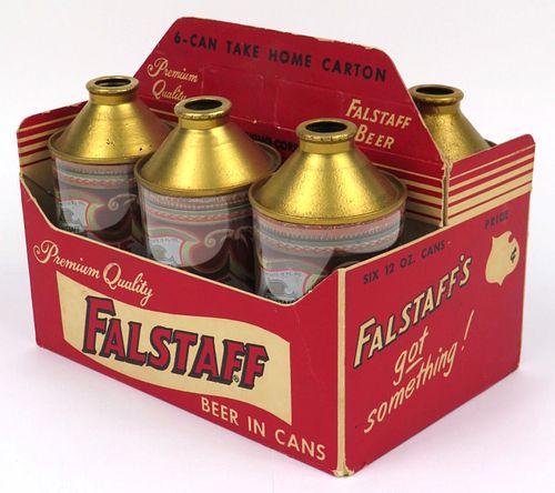 1954 Falstaff Beer (Cone Tops) Six Pack Can Carrier, Saint Louis, Missouri