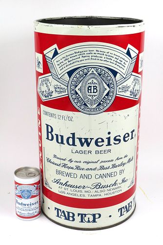 1967 Budweiser Beer 19Â¼ inch Trash Can, Saint Louis, Missouri