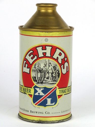 1950 Fehr's X/L Beer 12oz Cone Top Can 162.07, Louisville, Kentucky