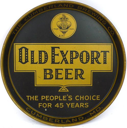 1935 Old Export Beer 12 inch Serving Tray, Cumberland, Maryland