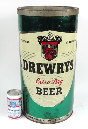 1958 Drewrys Beer 19Â¼ inch Green Trash Can , South Bend, Indiana
